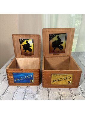 Acid EMPTY Cigar Box Lot Of 2 By Drew Estate Wood Crafts Storage Blondie & Atom
